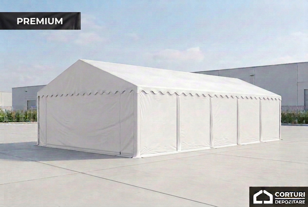 Cort depozitare 5 × 10 m PREMIUM – 50 m², PVC 500 g/m², alb