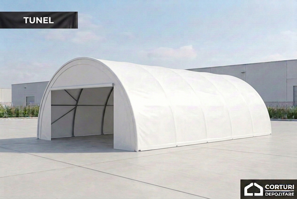 Cort tunel 6 × 9 m, PVC 750 g/m², alb