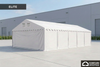 Cort depozitare ELITE 8 × 12 m, alb, pe fundalul industrial unitar al gamei Corturi Depozitare